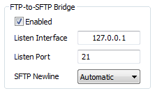 Bitvise Tunnelier FTP to SFTP Bridge